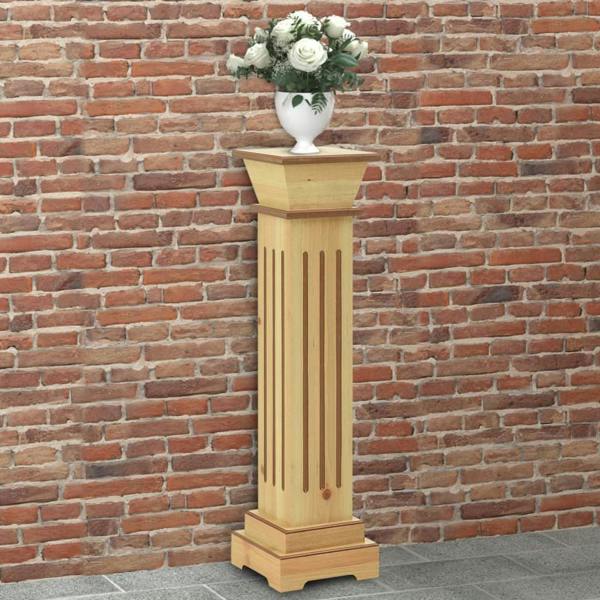 Berkfield Home Berkfield Classic Square Pillar Plant Stand Light Wood 17x17x66 cm MDF