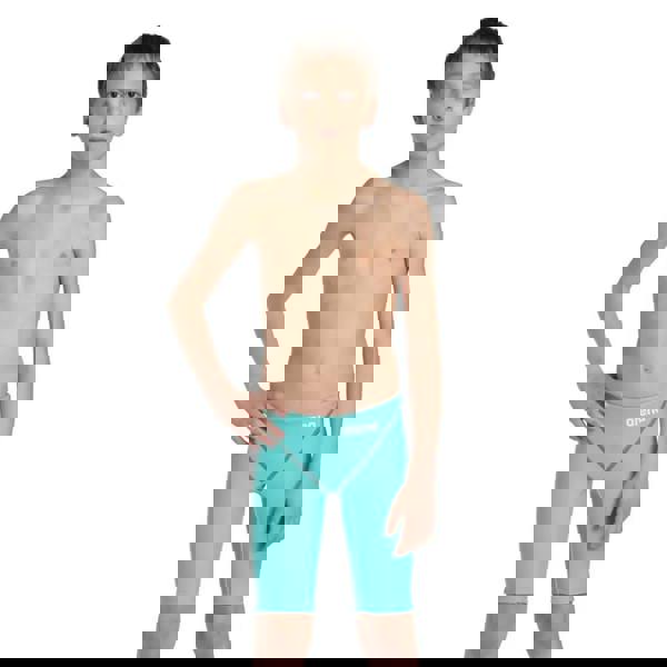 Arena Boys Powerskin ST Next aquamarine blue jammer with black straps