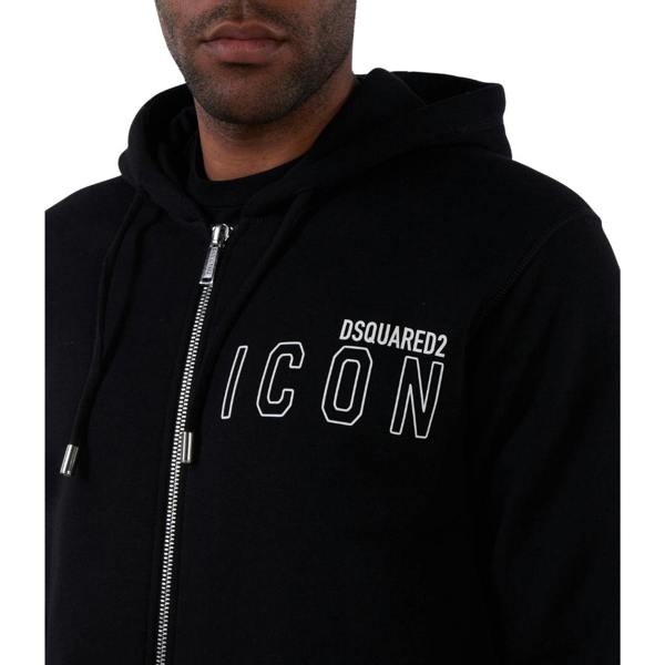 DSQUARED2 Icon Outline Logo Zip Black Hoodie S