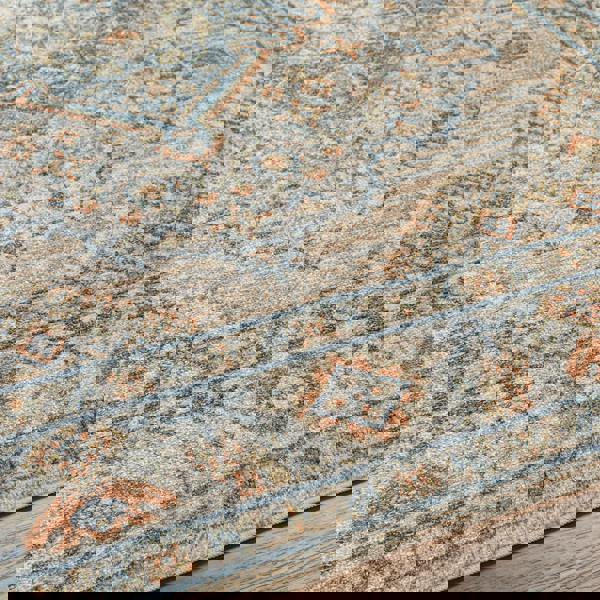 Livabliss Lillian-Washable Brown Blue Traditional Vintage Boho Rug