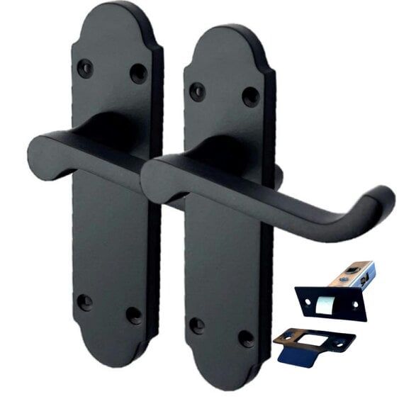 EDH Door Hardware Matt Black Internal Door Handles – 170mm x 42mm – 1, 4 or 6 Pairs – Handle Only or with Tubular Latch
