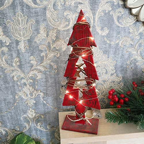 30cm Red Tree Wooden LED Tree Tabletop Centrepiece Christmas Holiday Home decoration with 20 Warm white LEDs Green Tree image 7