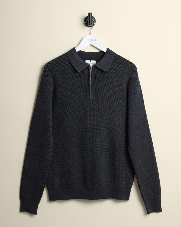 Larsson & Co Gaerum - Vintage Wash Long Sleeve Polo Shirt
