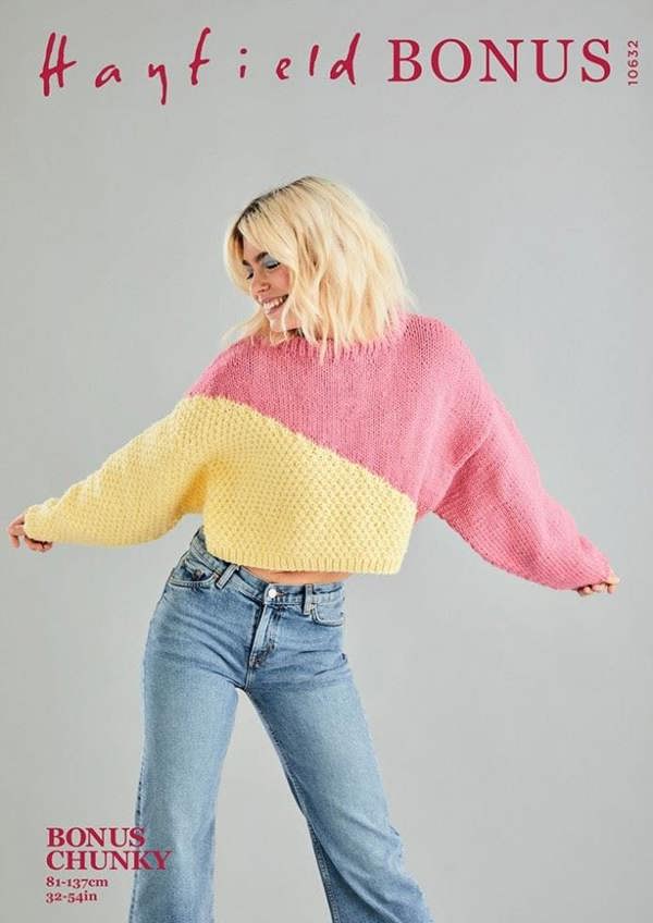 Hayfield Bonus Chunky Knitting Pattern 10632, Sweaters for Women, 32 - 54 Inches - Intermediate