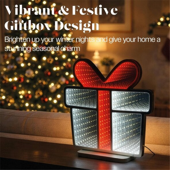 Scotts of Stow Xmas Haus Multicolour LED Infinity Light Gift Box Indoor Decoration with Timer