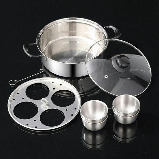 Havendro Egg Poacher Poached Egg Maker Pot Egg Poaching Pan 4 Bowls Stainless Steel Tool