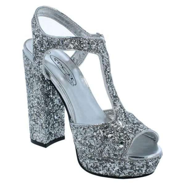 Spot On Ladies Spot On Glittery Platform Sandals
