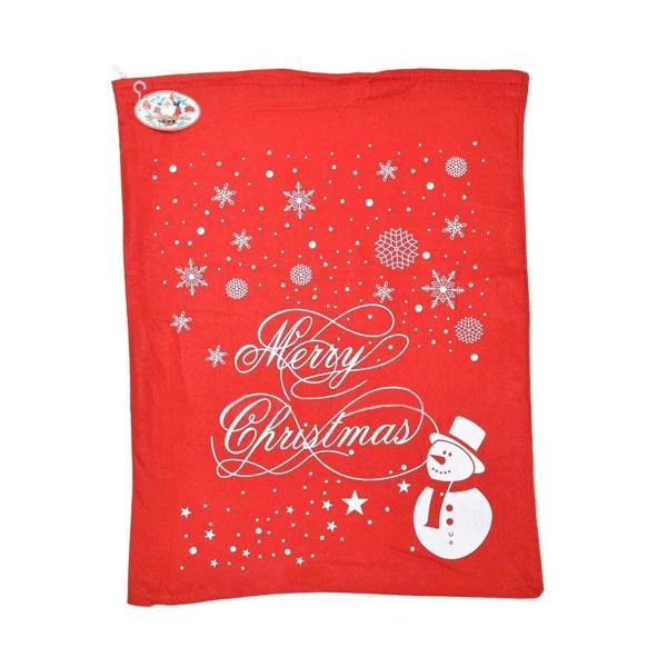 6cm Christmas Santa Sack, Red Felt Gift Bag with Merry Print, Snowman and Snowflake Design, Pack of 10 image 3