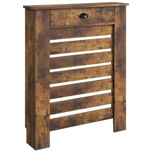 Bobobiy 95.5H x 78Wcm Radiator Cover, with Drawer - Rustic Brown