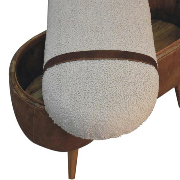 Artisan Furniture Solid Wood Tan Buffalo Boucle Nordic Bench