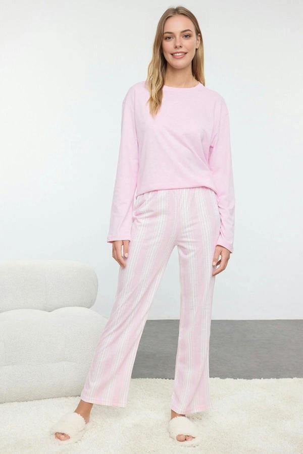 WOVCOR 2-Piece Cotton Striped Knit Pajama Set