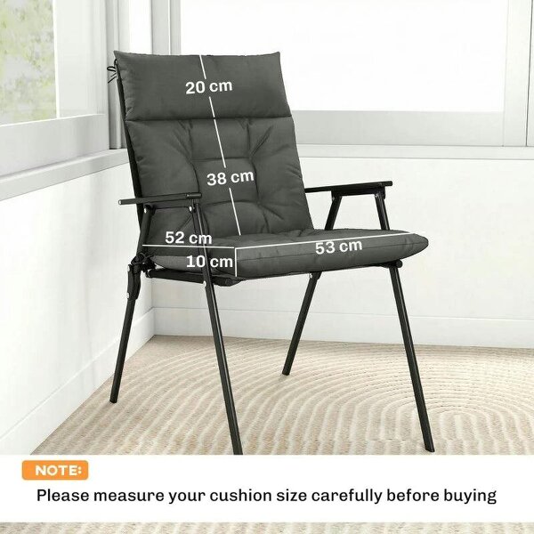 Patio Chair Cushions Set of 4, Waterproof Non-Slip Lounge Chair Cushions, 112x53cm, Dark Grey