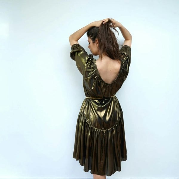 Ausus - Metallic Gold Midaxi Dress