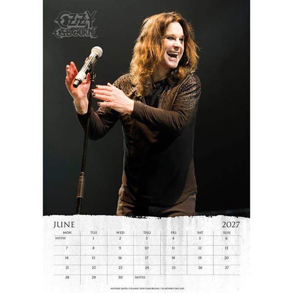 Ozzy Osbourne A3 Calendar 2027, Wall Calendars, Month To View, Entertainment, Gift