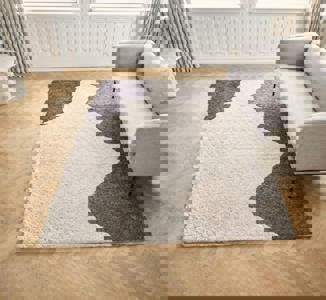 Short Wool Curly Sheepskin River Design Rug Anthracite/Cappuccino/Pearl