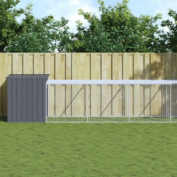 Berkfield Chicken Cage with Run Anthracite 110x609x110 cm Galvanised Steel