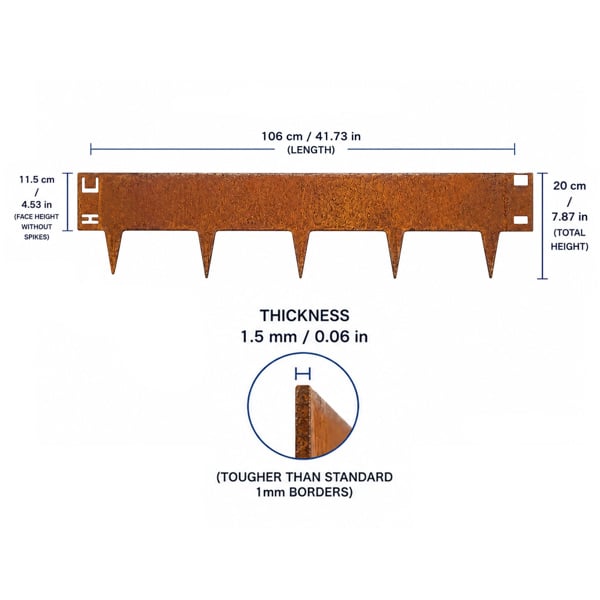 Nicoman Metal Lawn Edging Garden Border - 5 Pieces