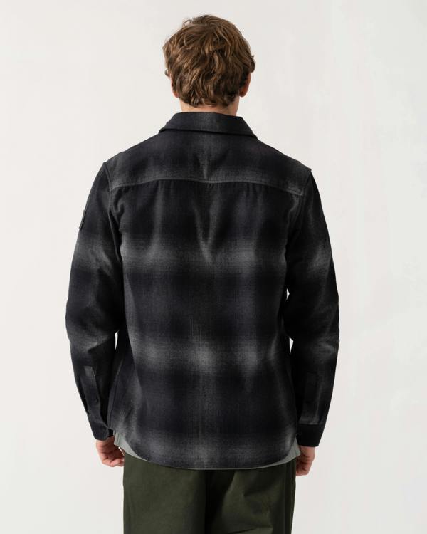 Back of Belstaff Mens Outpost Shirt Brushed Cotton Flannel - Black