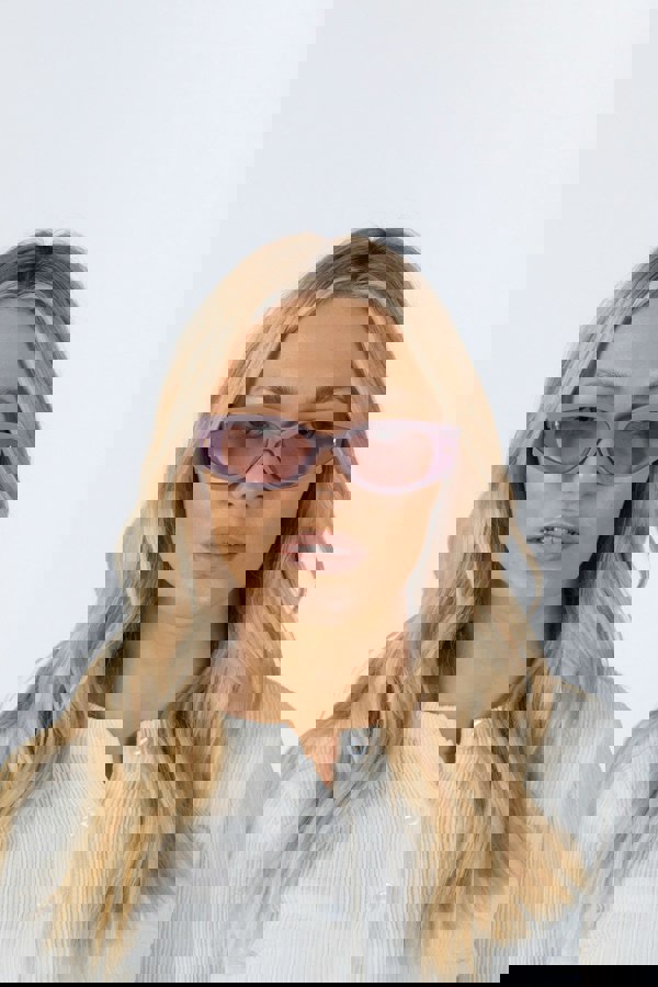 SVNX Oval Rectangular Vintage Sunglasses in Purple