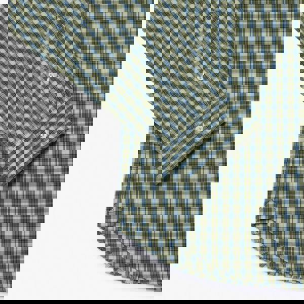 Lacoste Mens Plaid Poplin Regular Shirt - Khaki Green