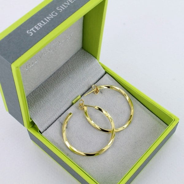 Sterling Silver Twister Hoop Earrings - Reeves & Reeves