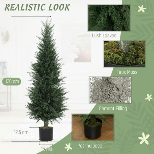 Wyld Haus Fiba Set Of 2 Artificial Cypress Style Trees In Green For Decorative Placement