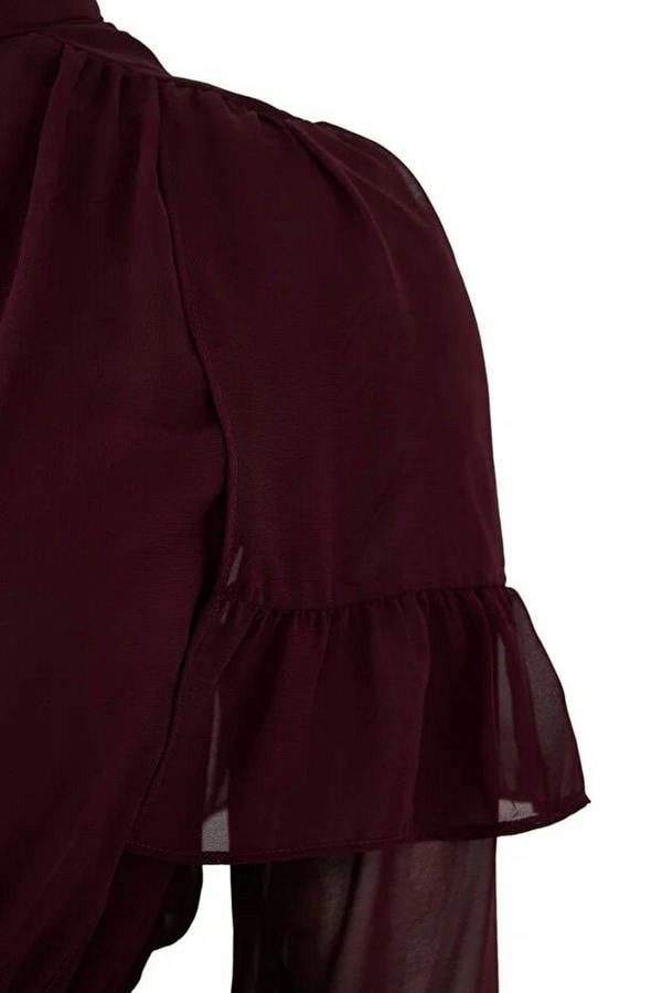 WOVCOR Chiffon Elastic Waist Ruffled Mini Woven Plus Size Dress