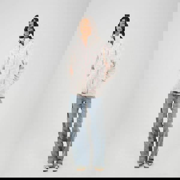 Brave Soul Pale Pink Graphic Heart Print Zip Through Sherpa Fleece - Pale Pink Image 3