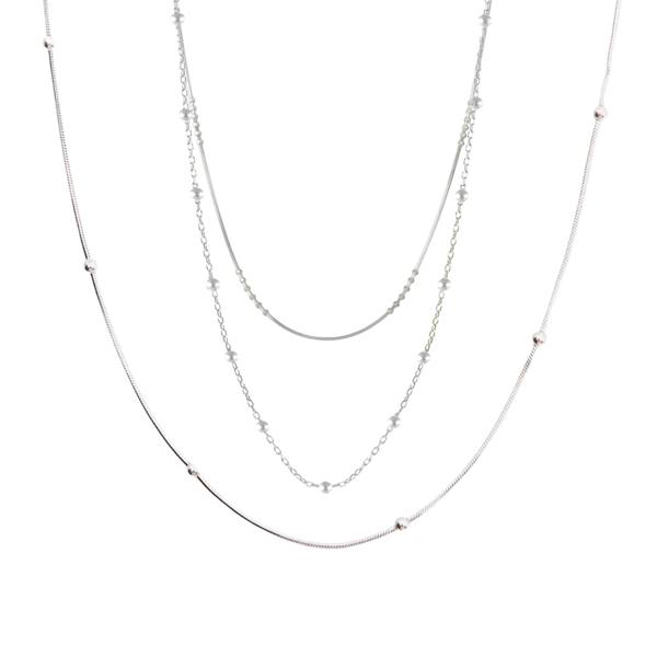 Spero London Beaded Satellite Sterling Silver Chain Necklace Layering Set