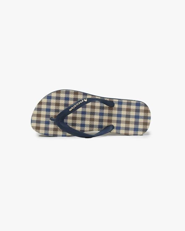 Aquascutum Iconic Mens Flip-Flops with Club Check Print - Navy 11