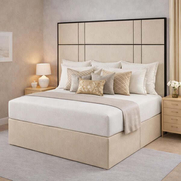 Great British Beds Alice headboard with Contrast Border Divan Bed