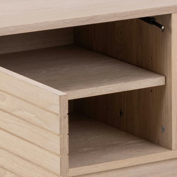 Wyld Haus Nakskov White Oak Wood Panelled 2 Door TV Unit