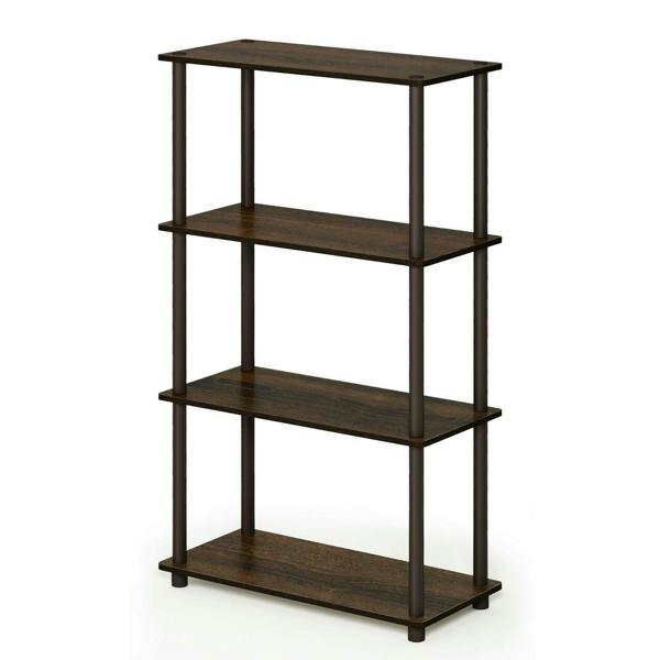 WALPLUS Turn-N-Tube 4-Tier Multipurpose Shelf Display Rack, Walnut/Brown perfect for organized storage and display
