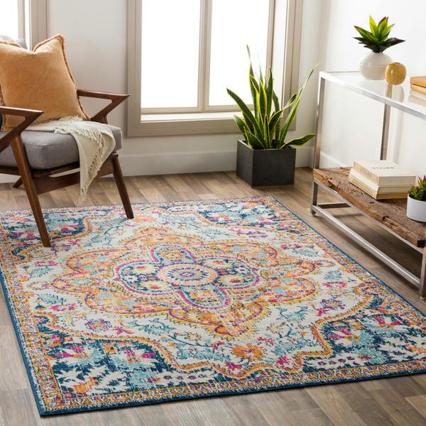Livabliss Floransa-Vintage Yellow Blue Beige Orange Traditional Boho Rug
