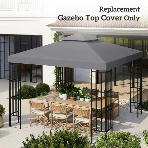Deep grey double-tier gazebo top cover on outdoor gazebo roof