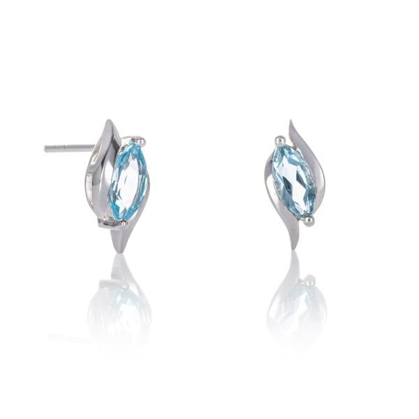 namana 925 Sterling Silver Blue Topaz Marquise Stud Earrings