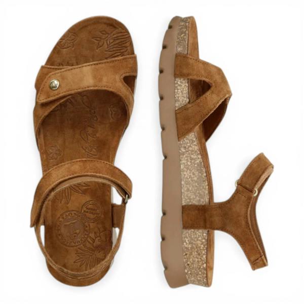 Panama Jack Sulia B26 - Women’s Wedge Brown Suede Leather Sandals