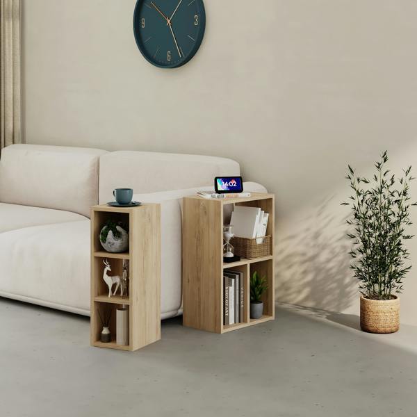 Decortie Modern Combayn 3 Cube Small Low Standing Book Shelf Contemporary Stackable Cube Storage Unit for Small Space