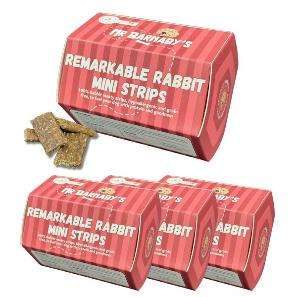 Mr Barnaby's Remarkable Rabbit Mini Strips Dog Treats (Pack of 4)