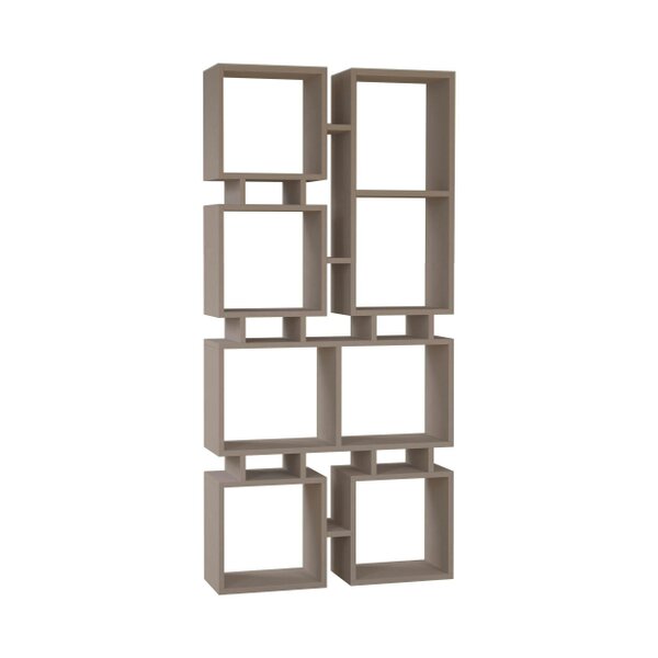 Decortie Rail Modern Tall Bookcase Shelving Unit Display Unit Freestanding Asymmetric Storage Height 167cm - Mocha Grey