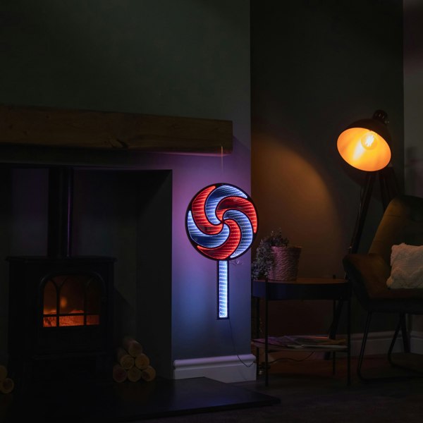 Samuel Alexander 60cm Light up Hanging Christmas Lollipop Infinity Light Decoration with Spinning Effect