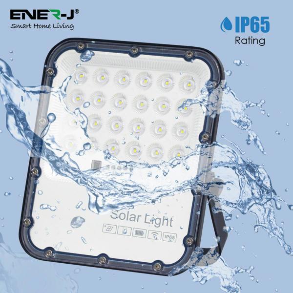 ENER-J 50W LED Floodlight Outdoor with Solar Panel, IP65 Waterproof, 1100 Lumens, Wall Light Work Lighting for Garage, Garden, Warehouse etc