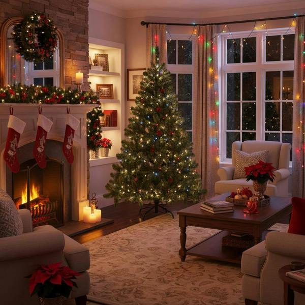 4ft to 12ft Green Alaskan Pine Artificial Christmas Trees with Metal Stand image 4