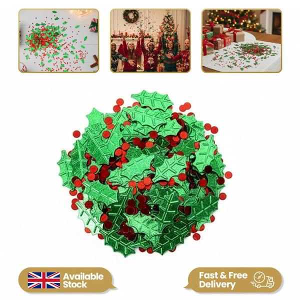 14g Green Leaves Confetti Table Scatter for Christmas Cards, Party Tables and Seasonal Decorations image 9