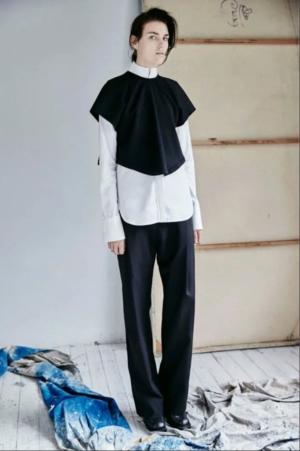 Ellery luxurious trousers in black twill wool deep tuck pleat