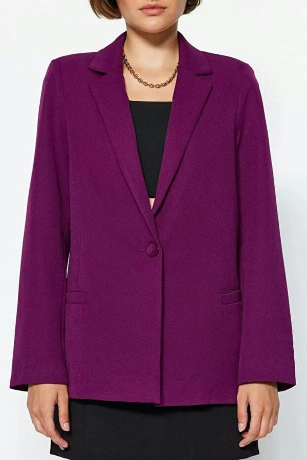WOVCOR Woven Blazer Jacket with Lining Detail