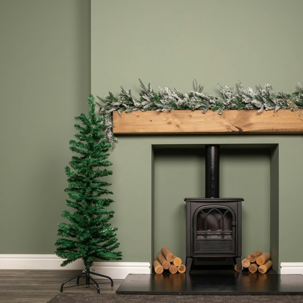 Samuel Alexander 4ft (1.2m) Green Artificial Pencil Christmas Tree With Green Metal Stand and 168 Tips