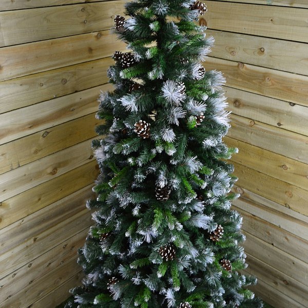 Samuel Alexander 7ft (2.1m) Frosted Glacier Pine Snow Tipped Christmas Tree with Pinecones and 956 Tips