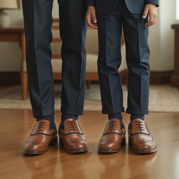 Goor GRANT Mens Two Tone Brogues Dark Tan/Navy