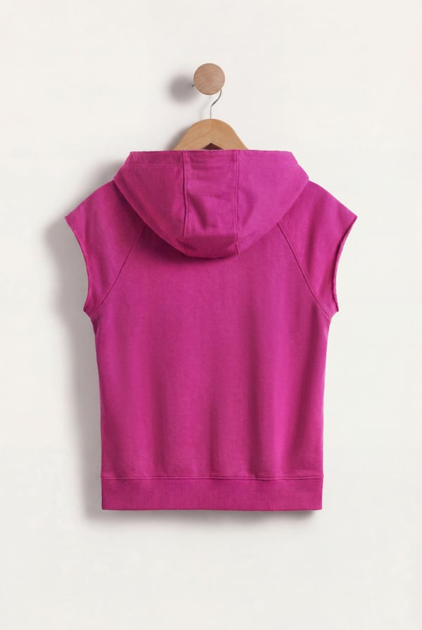 ENORSIA Sleeveless Raw Edge Hoodie